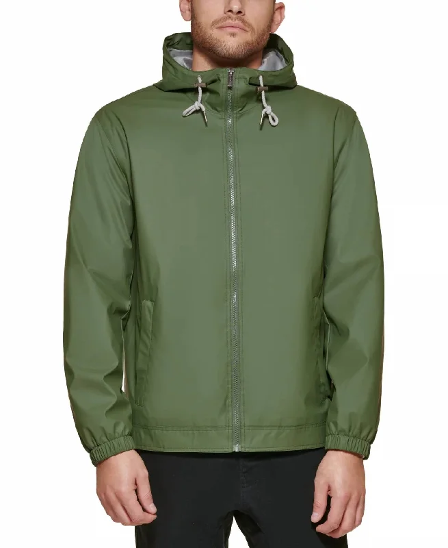 Men's Bomber Jacket With Hoodie In Green