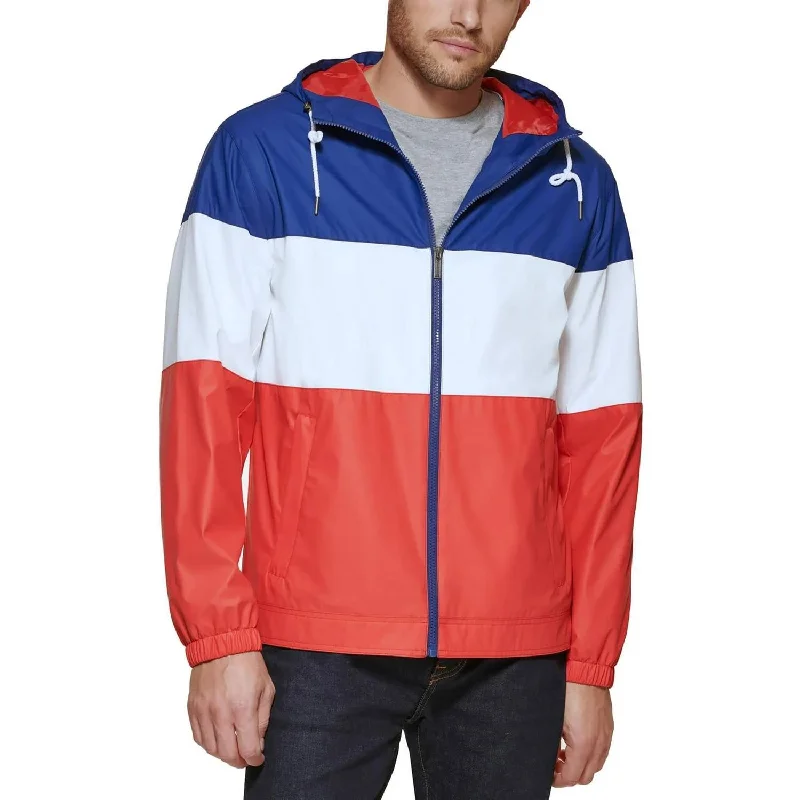 Men's Bomber Jacket With Hoodie In Red, Blue, White