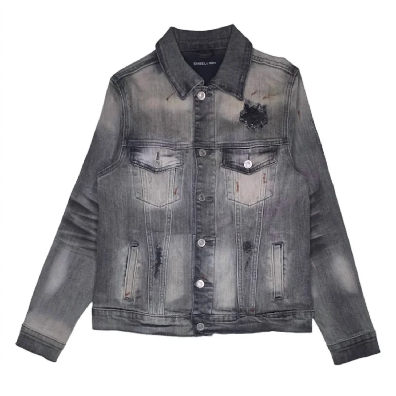 Men's Hayes Denim Jacket In Distressed Grey Wash