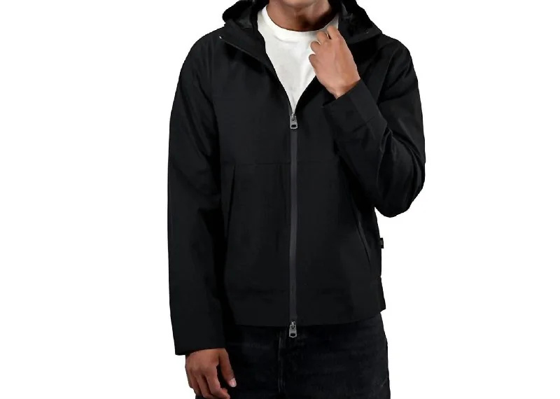 Men's Hooded Woven Jacket In Black