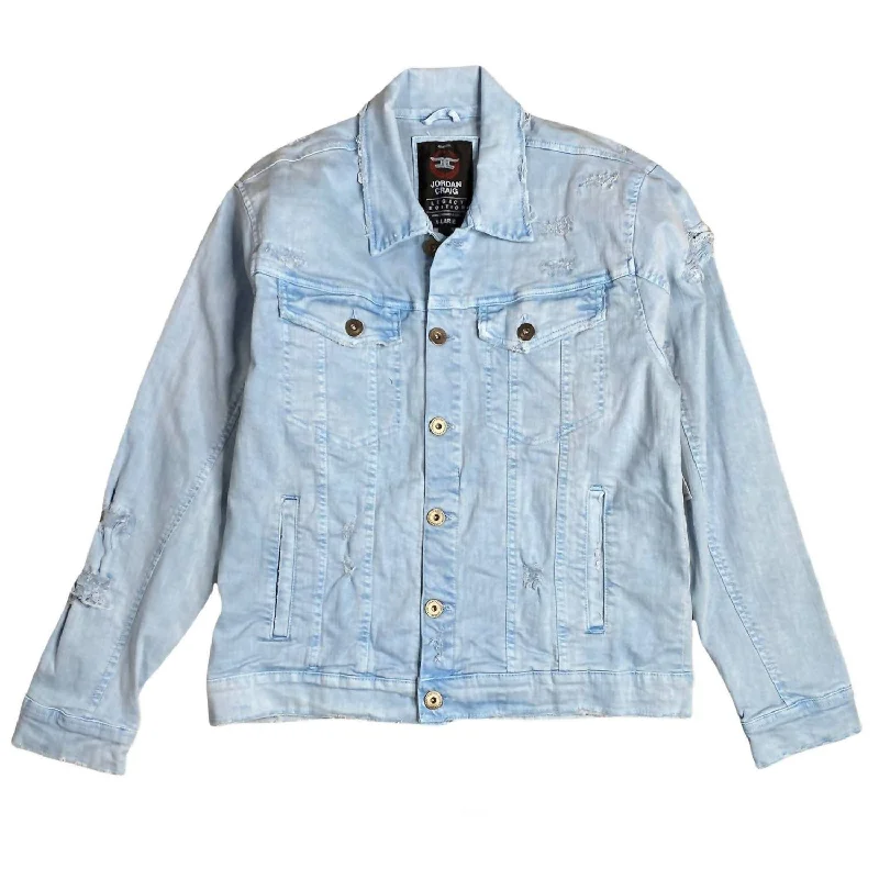 Men's Mercer Pleated Denim Jacket In Baby Blue