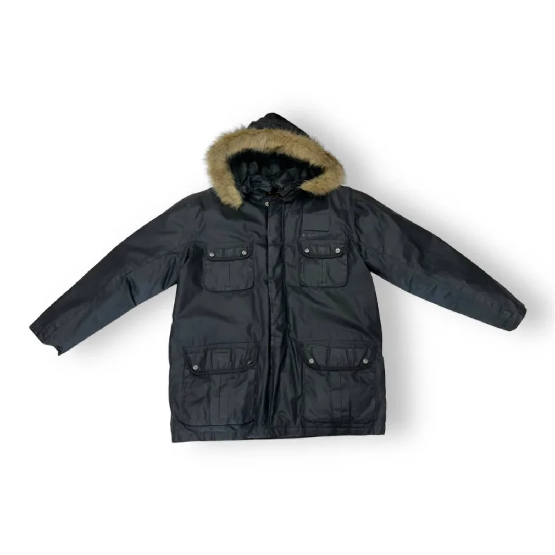 Men's Parka Jacket In Charcoal