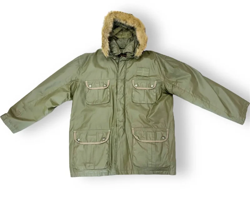 Men's Parka Jacket In Green