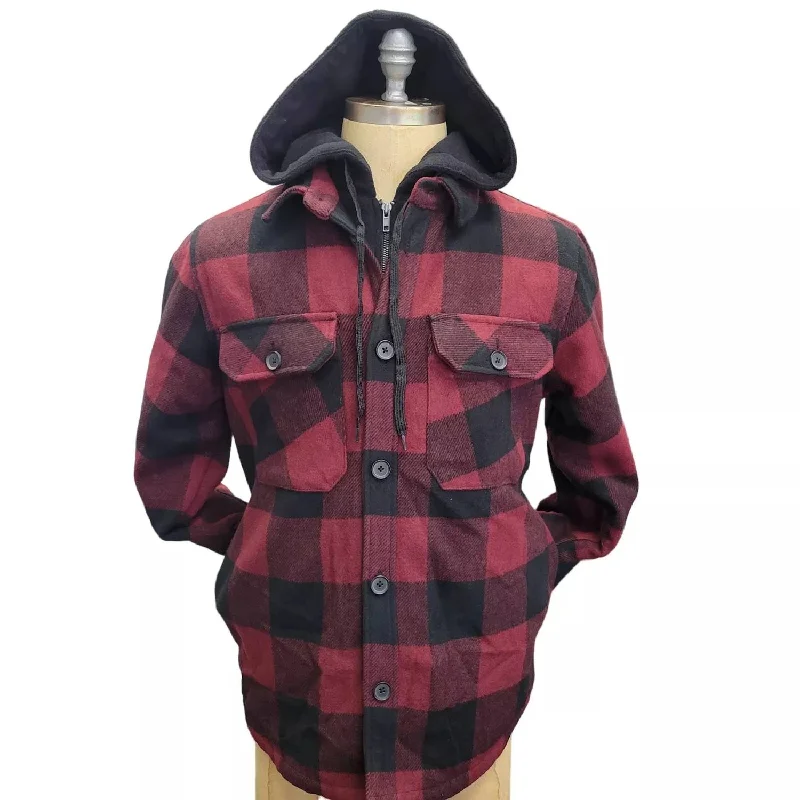 Men's Sherpa Plaid Jacket In Red