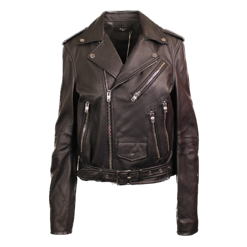 PERFECTO WITH PAINT EMBROIDERY Black Leather Jacket