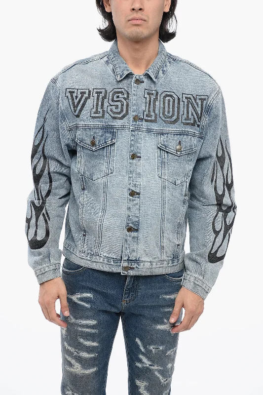 Vision Of Super Saharan Denim Jacket With Lettering Logo Xs Standard Size