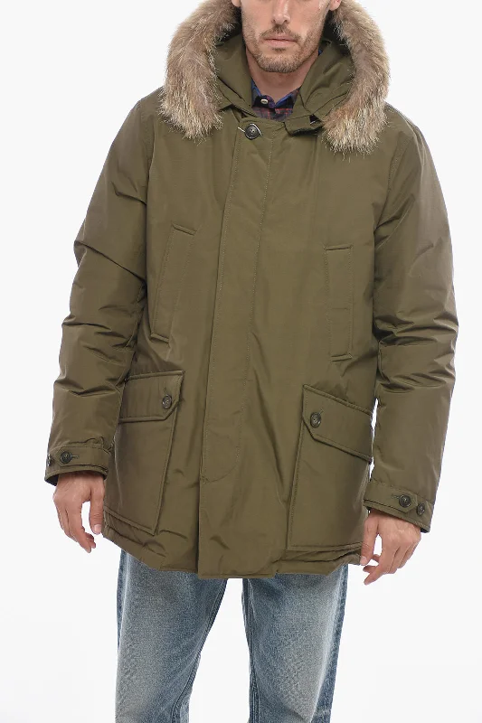 Woolrich Cotton and Nylon DAYTONA Down Jacket with Real Fur