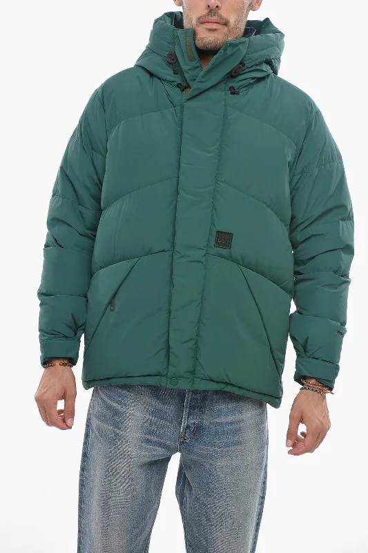 Woolrich Solid Color GREYLOCK Down Jacket with Hidden Closure