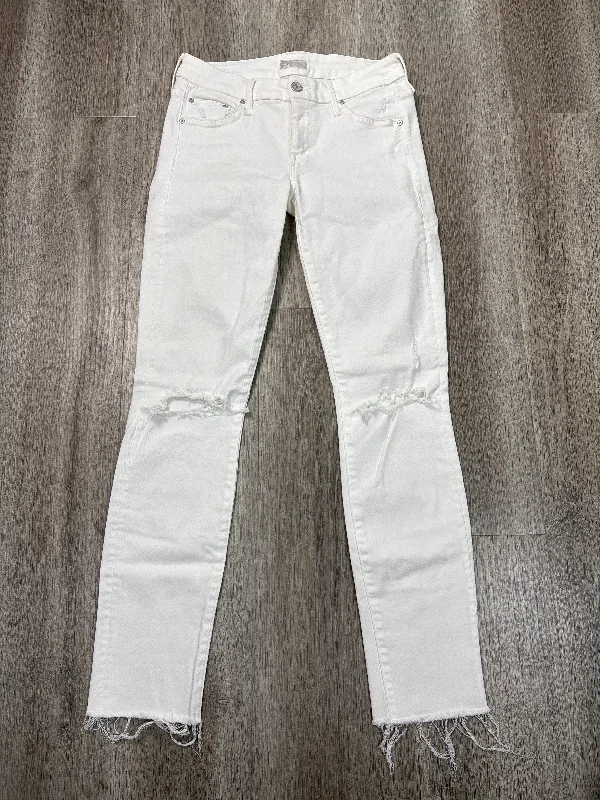 Jeans Skinny By Mother In White Denim, Size: 0