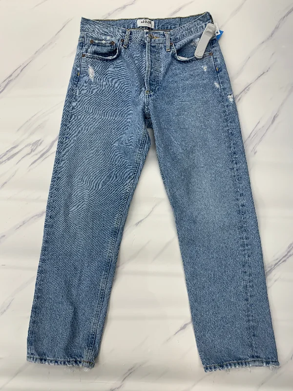 Jeans Straight By Agolde In Blue Denim, Size: 0