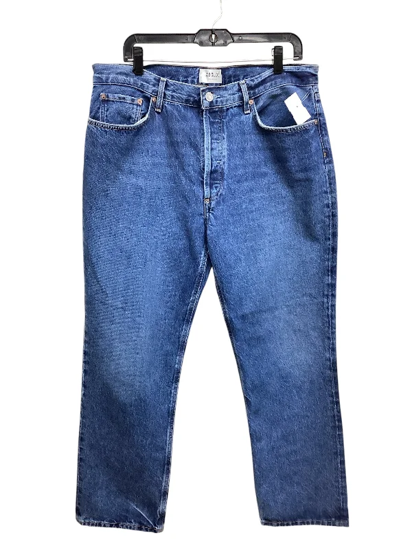 Jeans Straight By Agolde In Blue Denim, Size: 12