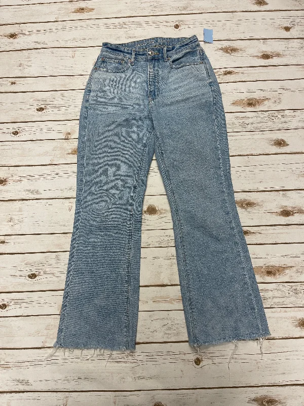 Jeans Straight By American Eagle In Blue Denim, Size: 4