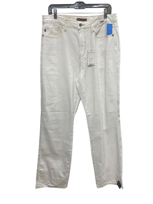 Jeans Straight By Judy Blue In White Denim, Size: 14