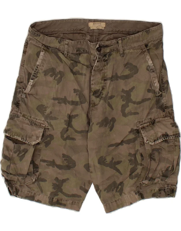 40WEFT Mens Cargo Shorts IT 48 Medium W32 Brown Camouflage Cotton