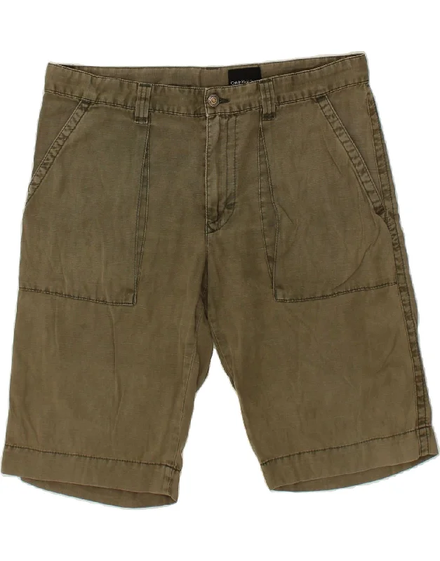 CALVIN KLEIN JEANS Mens Chino Shorts W34 Large Khaki Linen