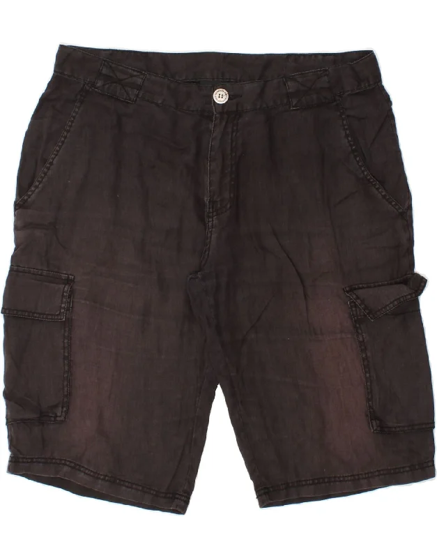 CALVIN KLEIN Mens Cargo Shorts W34 Large Black Linen