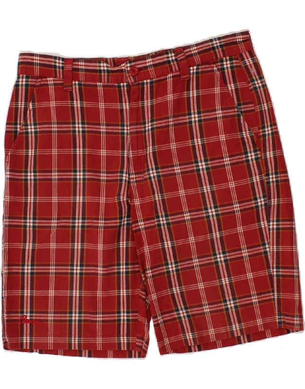 CARRERA Mens Chino Shorts IT 54 2XL W38 Red Check Cotton