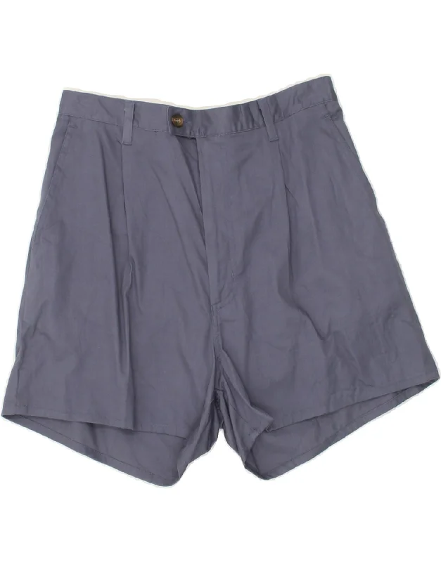 CROWN Mens Chino Shorts IT 48 Medium W30 Navy Blue Cotton