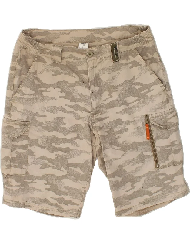 DECATHLON Mens Cargo Shorts Large W34  Grey Camouflage Cotton