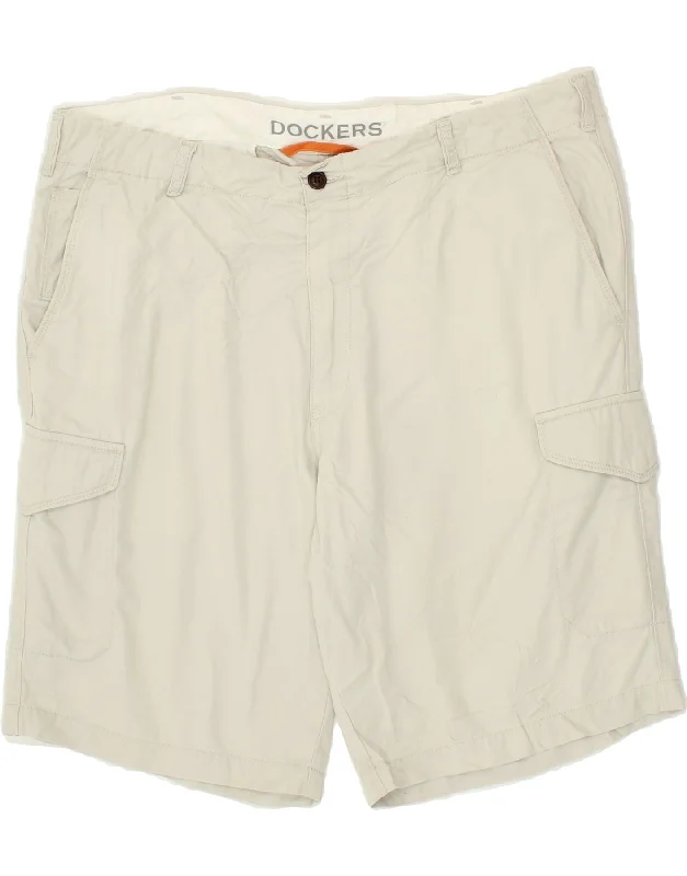 DOCKERS Mens Cargo Shorts W40 XL Off White Cotton