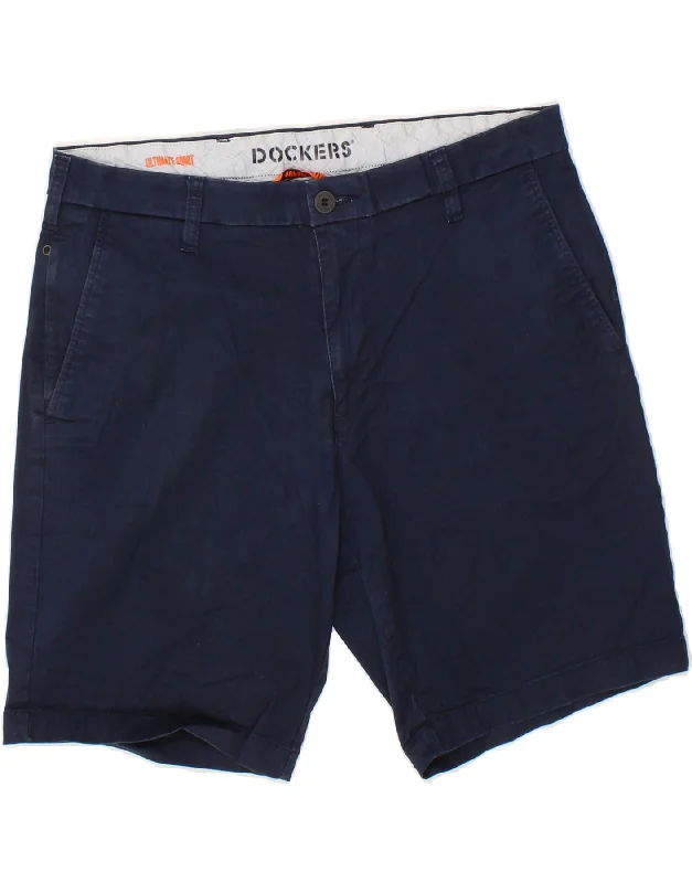 DOCKERS Mens Chino Shorts W34 Large Navy Blue Cotton