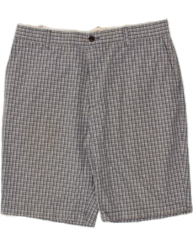 DOCKERS Mens Chino Shorts W36 Large Navy Blue Check Cotton