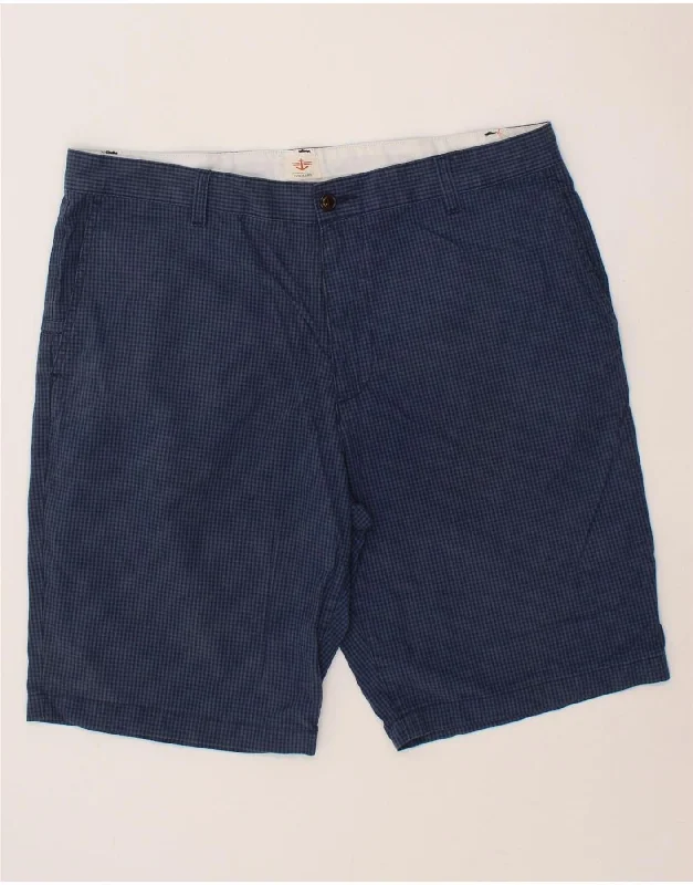 DOCKERS Mens Chino Shorts W38 XL Navy Blue Check Cotton