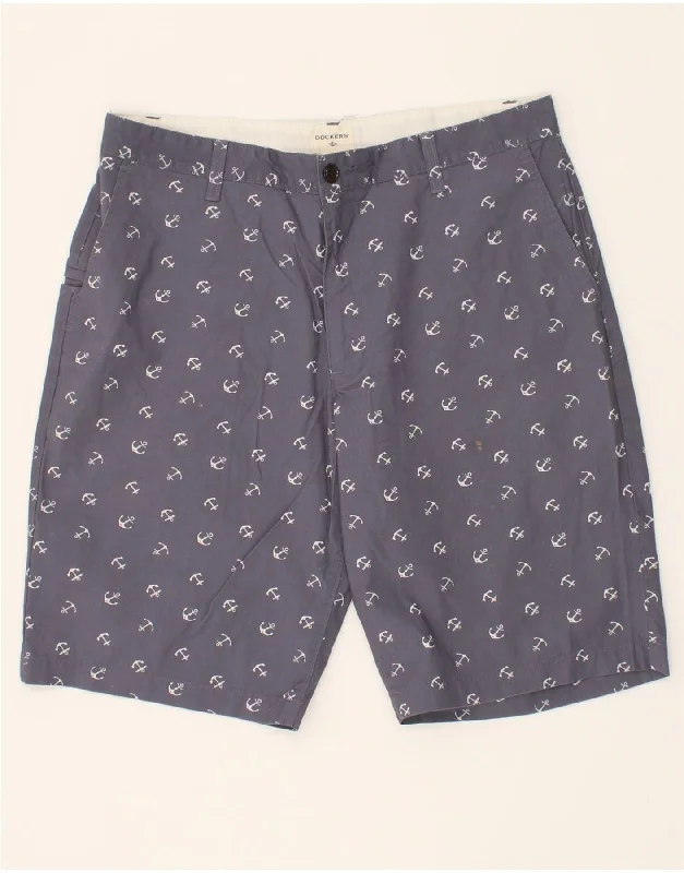 DOCKERS Mens Graphic Chino Shorts W34 Large Navy Blue Spotted Cotton