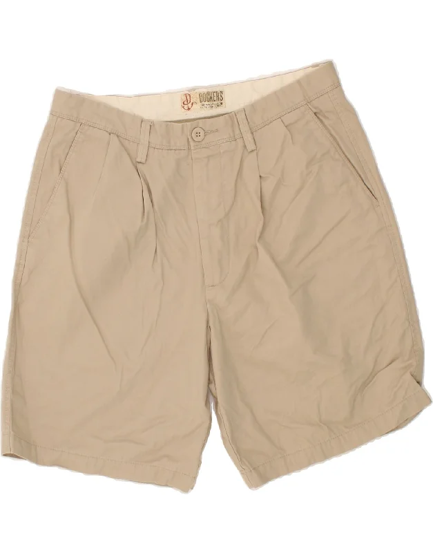 DOCKERS Mens Pegged Chino Shorts W36 Large Beige Cotton