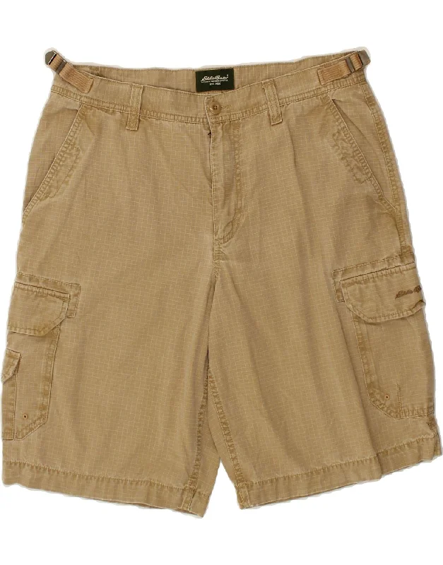 EDDIE BAUER Mens Cargo Shorts W34 Large Beige Cotton