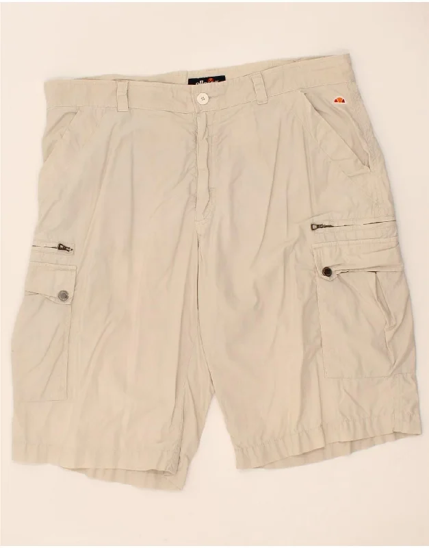 ELLESSE Mens Cargo Shorts IT 52 XL W36  Beige Cotton