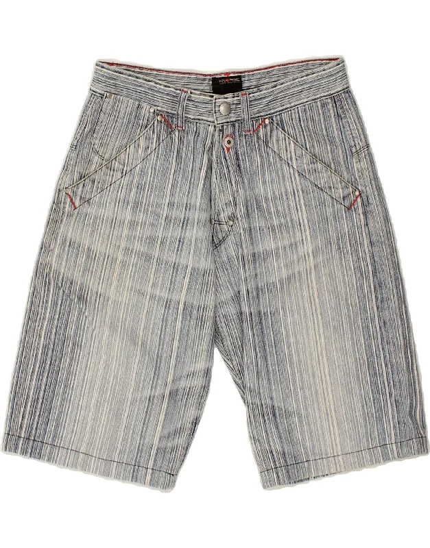 ENERGIE Mens Casual Shorts W28 Small Blue Striped Cotton