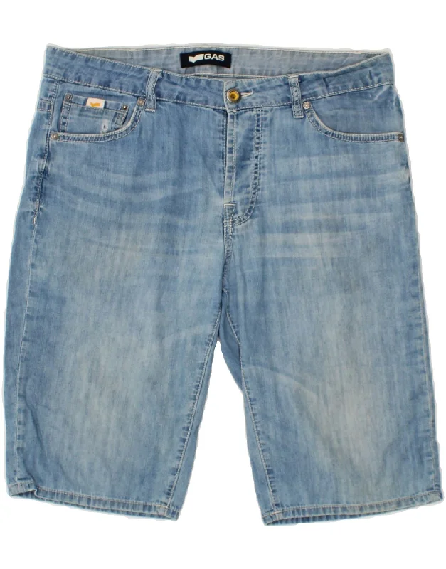 GAS Mens Denim Shorts W34 Large  Blue Cotton