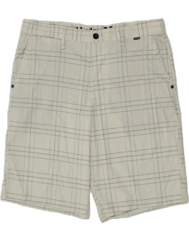 HURLEY Mens Chino Shorts W33 Medium Grey Check Polyester