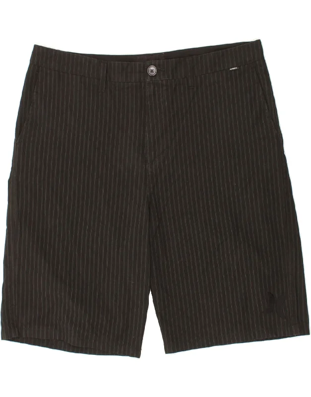 HURLEY Mens Chino Shorts W36 Large Black Striped Polyester