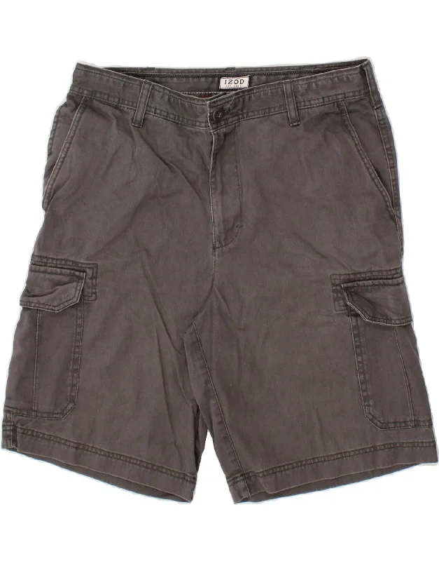 IZOD Mens Cargo Denim Shorts W34 Large  Grey Cotton