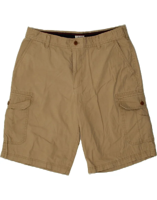 IZOD Mens Cargo Shorts W34 Large Beige Cotton