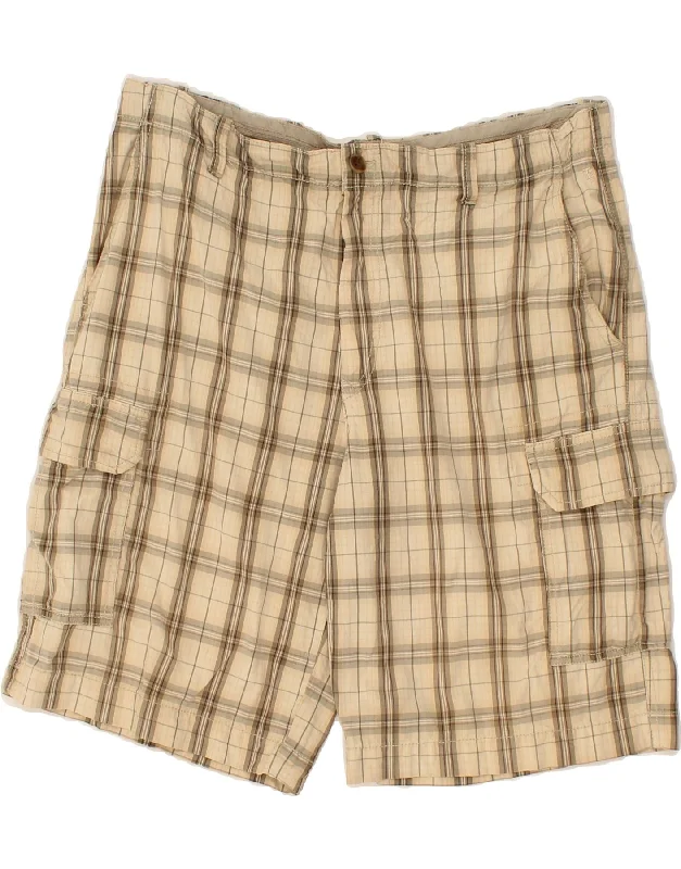 IZOD Mens Cargo Shorts W36 Large Beige Check