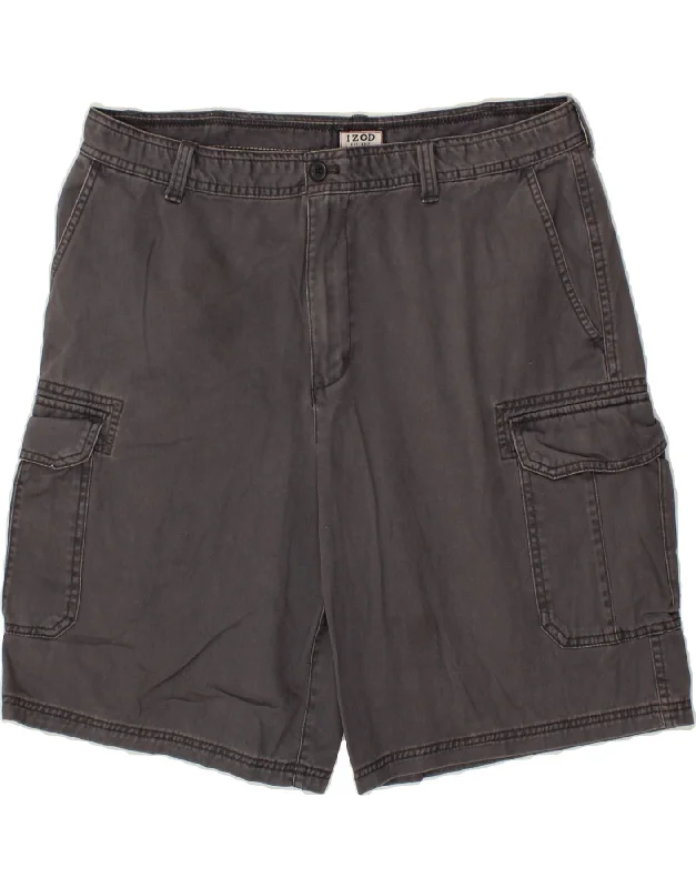 IZOD Mens Cargo Shorts W38 XL Grey Cotton