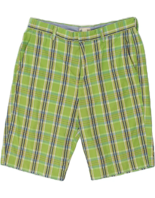 J. CREW Mens Chino Shorts W33 Medium Green Check Cotton