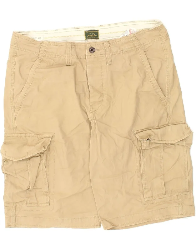 JACK & JONES Mens Comfort Fit Cargo Shorts Large W34  Beige Cotton