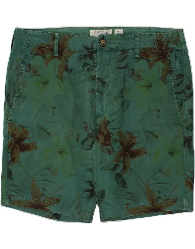 JECKERSON Mens Chino Shorts W36 Large Green Floral Cotton