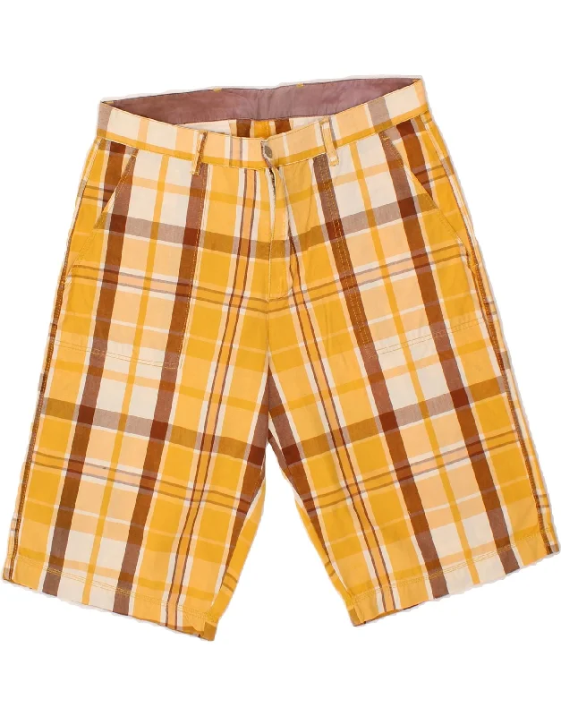 KAPPA Mens Perfect Fit Chino Shorts Large W34  Yellow Check Cotton