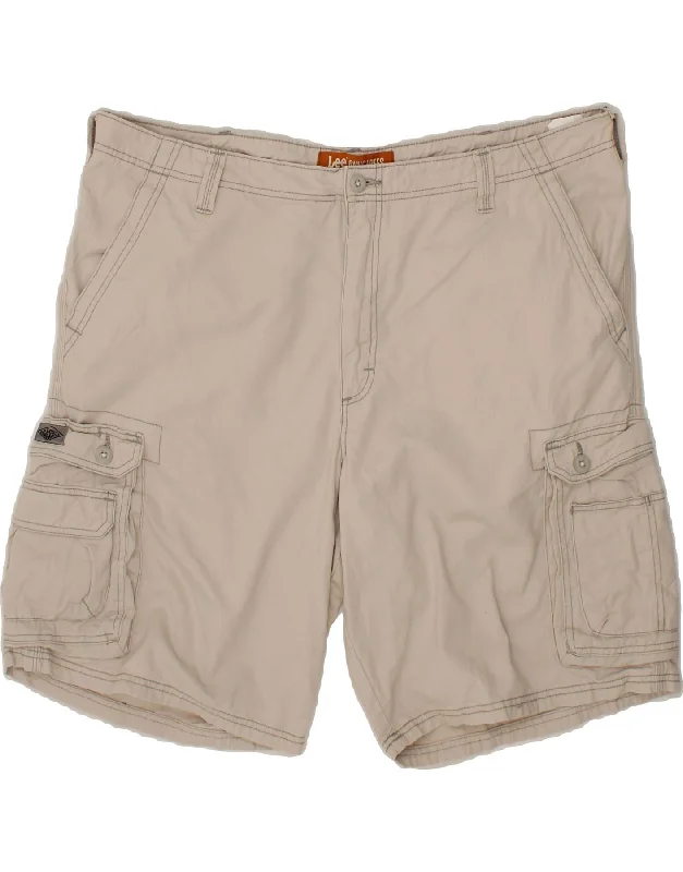 LEE Mens Cargo Shorts W42 2XL Off White Cotton