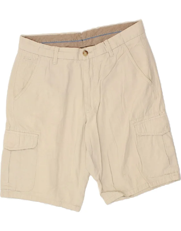 MASSIMO DUTTI Mens Cargo Shorts EU 42 Large W32 Beige Cotton