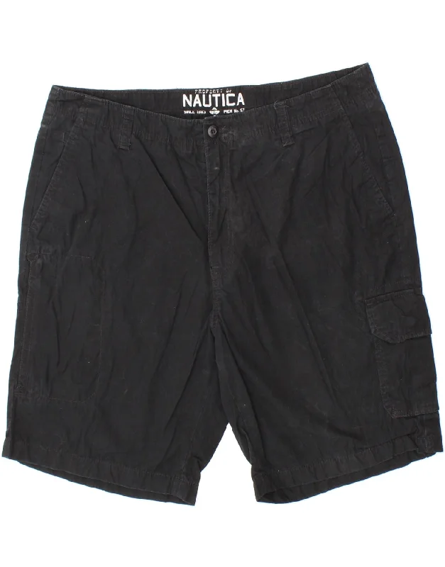 NAUTICA Mens Cargo Shorts W38 XL Black Cotton