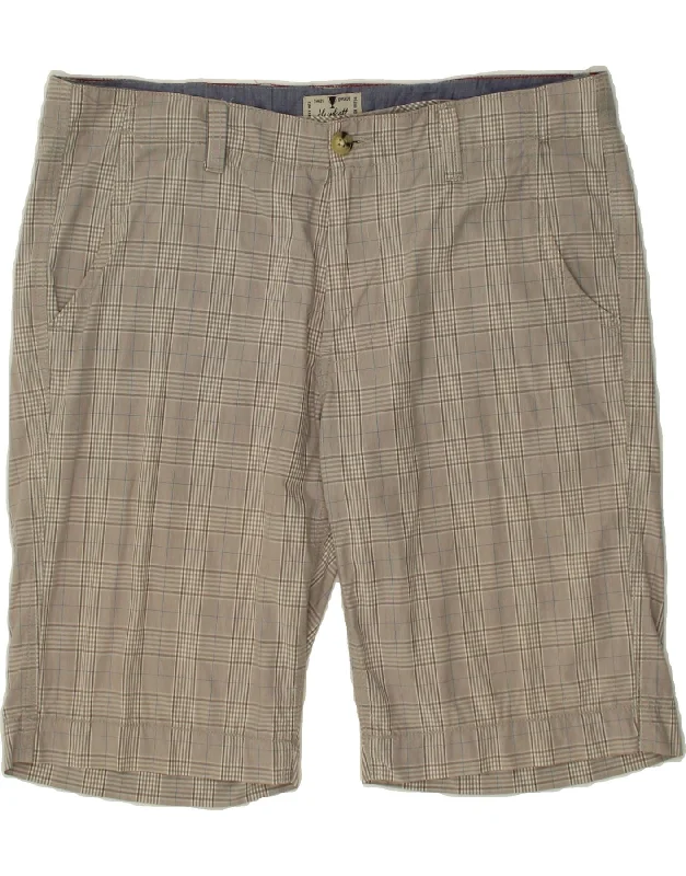 OVS Mens Casual Shorts IT 52 XL W38 Grey Check Cotton