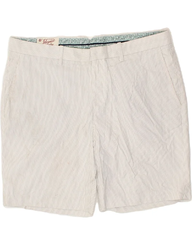 PENGUIN Mens Chino Shorts W38 XL White Pinstripe Cotton