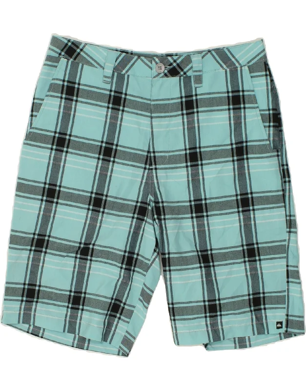 QUIKSILVER Mens Chino Shorts W33 Medium  Blue Check Cotton