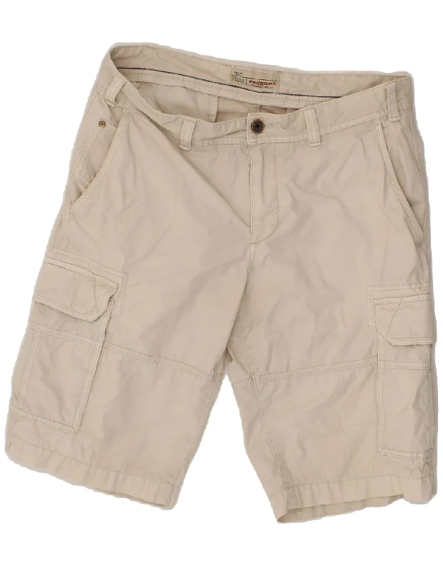 RED POINT Mens Cargo Shorts W34 Large  Beige Cotton